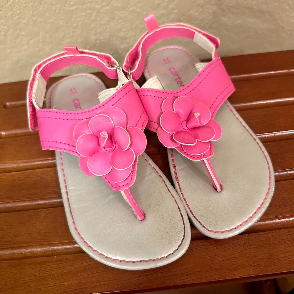 Carters size 11 pink flower sandals